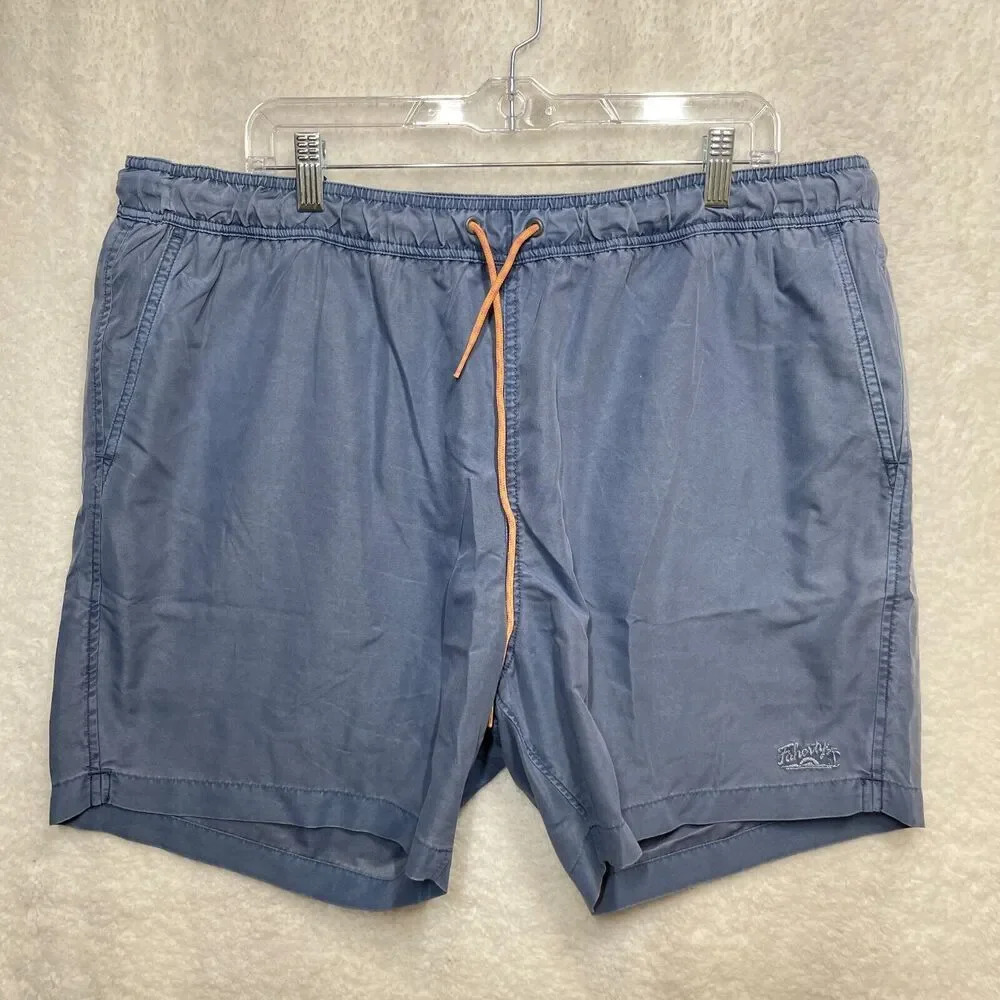 Faherty‎ Sunwashed Regular Fit Swim Trunks Men's XXL Sea Salt Blue Elastic Waist